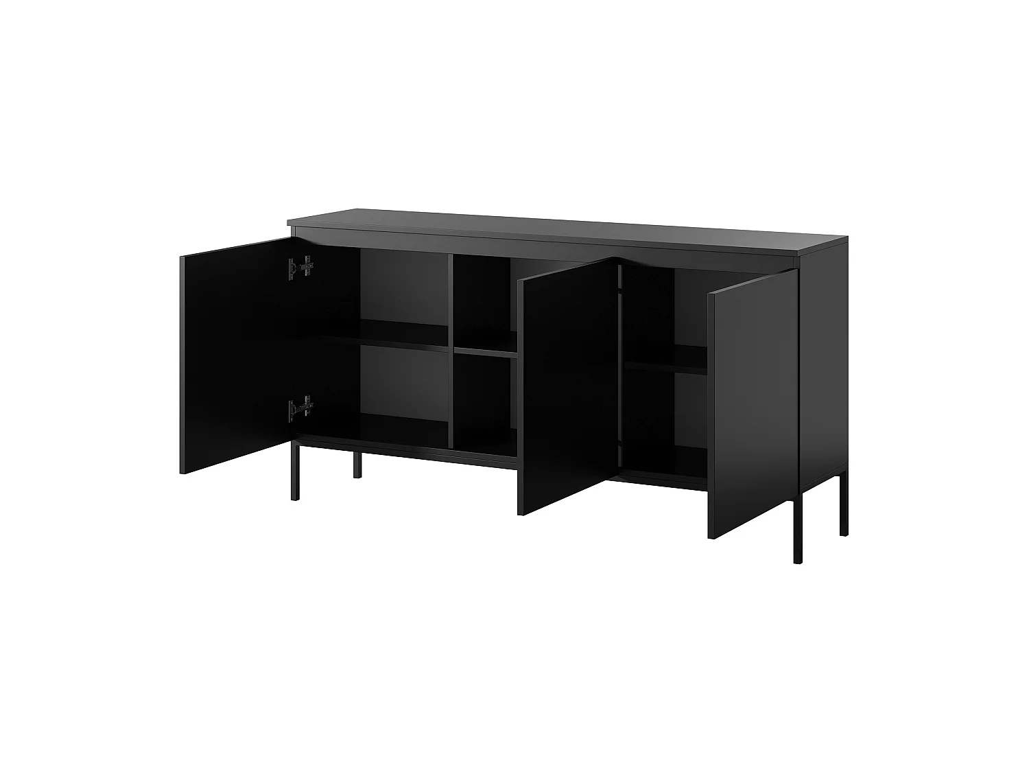 Driedeurs ladekast - 150 cm - zwart met zwarte poten - Bemmi