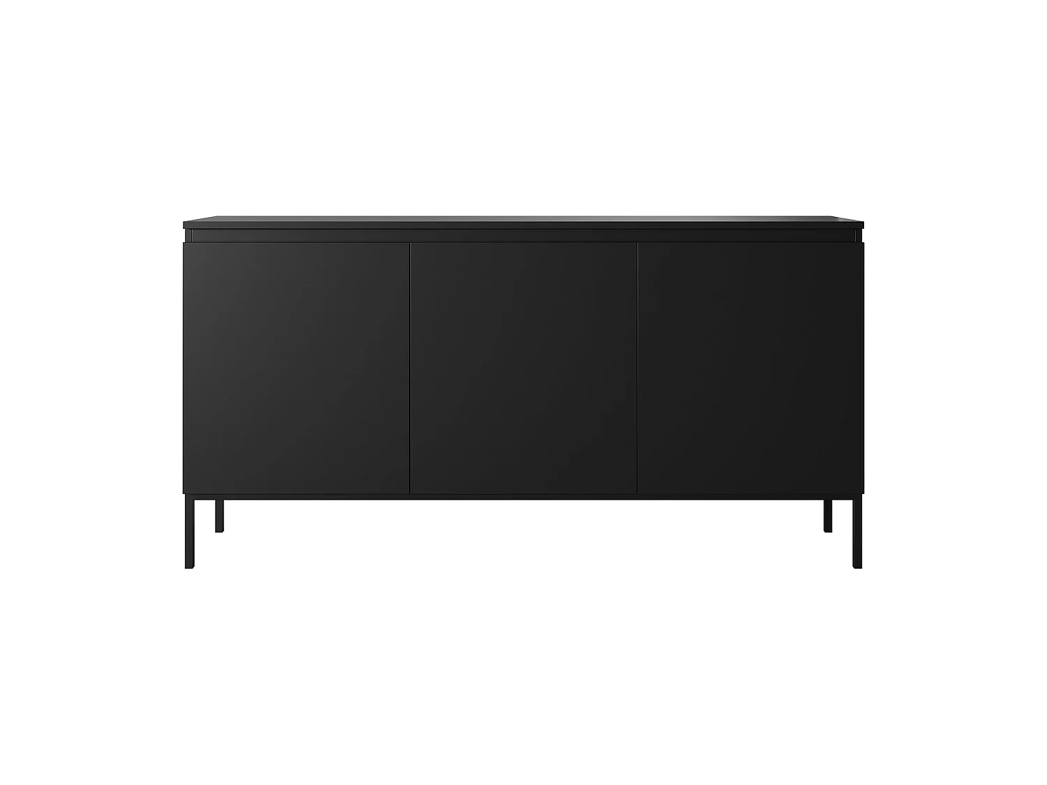 Driedeurs ladekast - 150 cm - zwart met zwarte poten - Bemmi