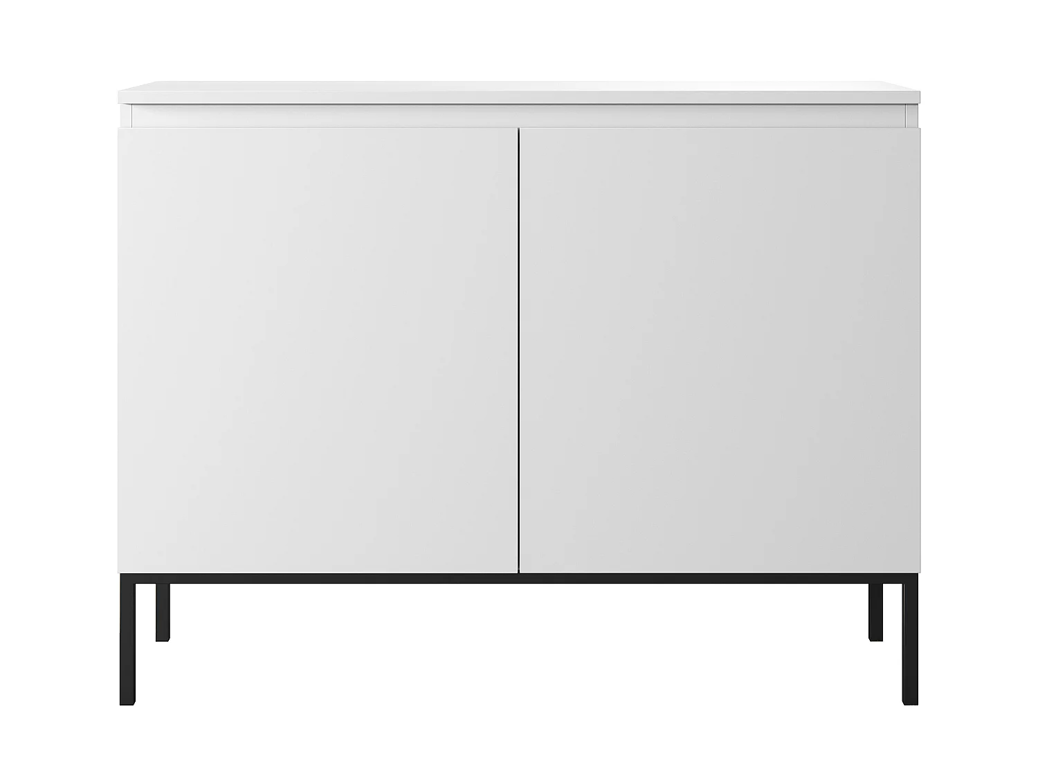 Commode à deux portes - 100 cm - blanc avec pieds noirs - Bemmi