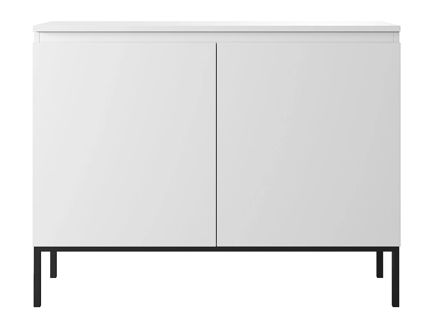 Commode à deux portes - 100 cm - blanc avec pieds noirs - Bemmi