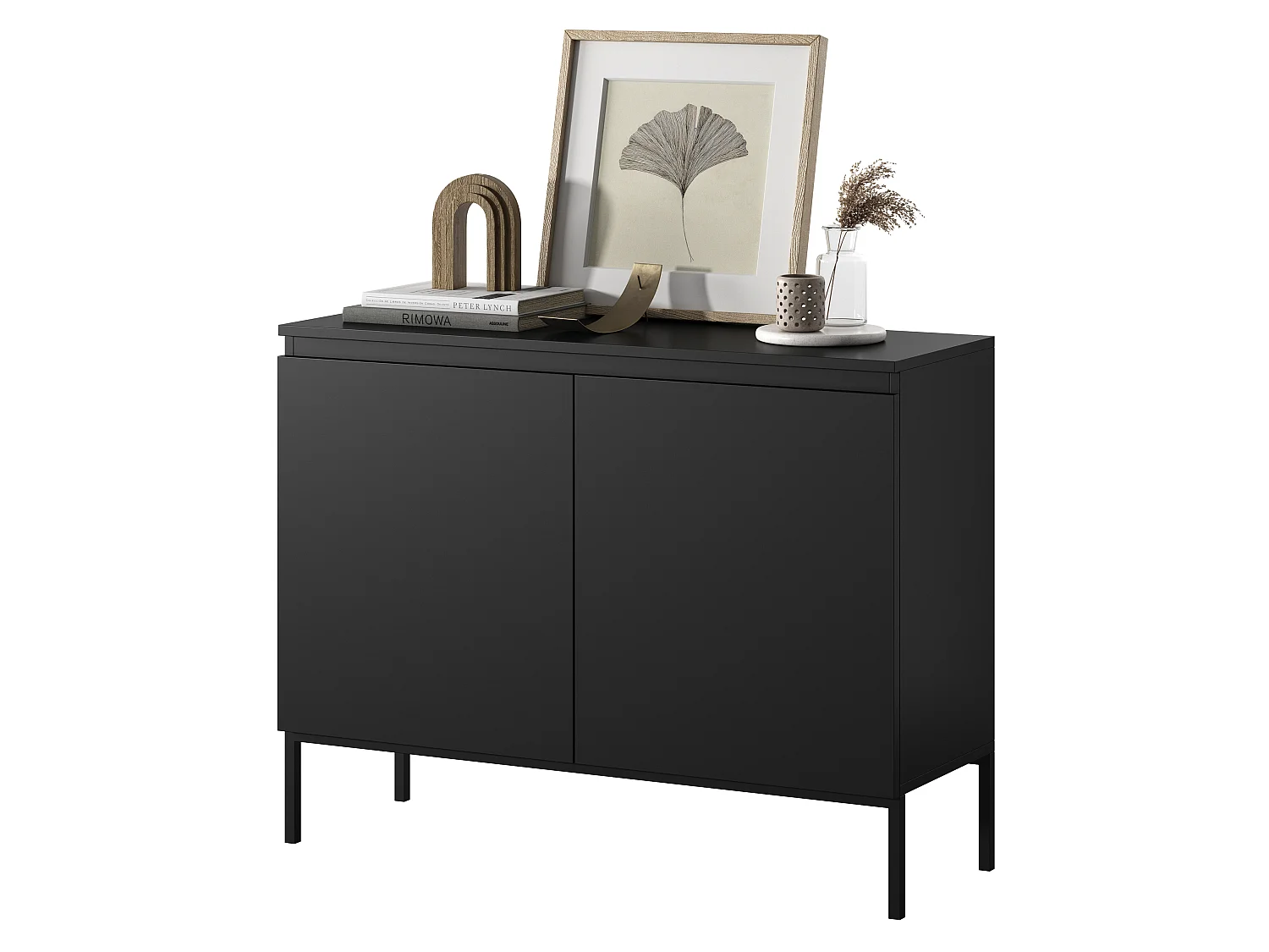 Sideboard Kommode 2-türig, Schwarz, 100 cm - Bemmi