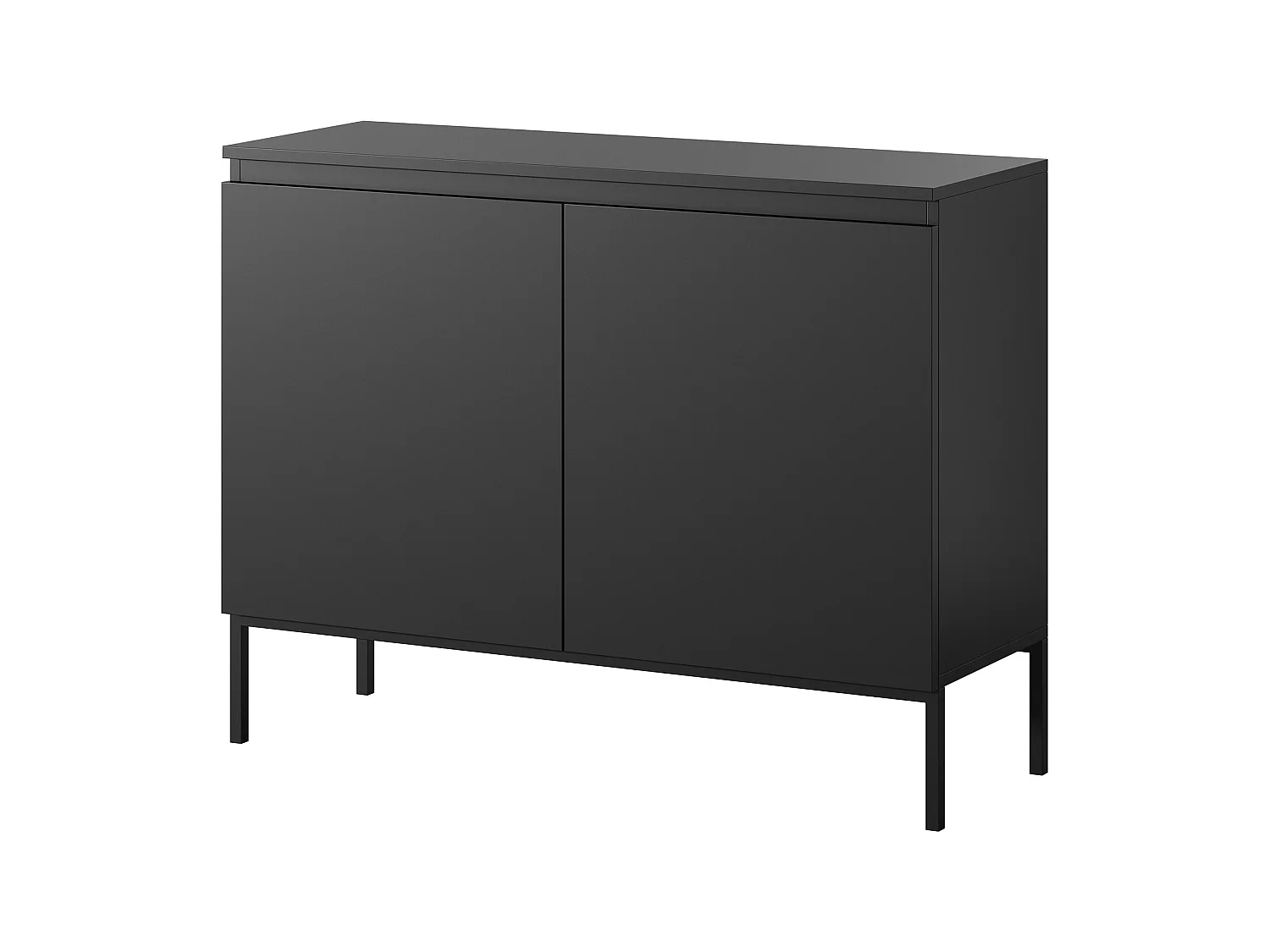 Commode à deux portes - 100 cm - noir avec pieds noirs - Bemmi