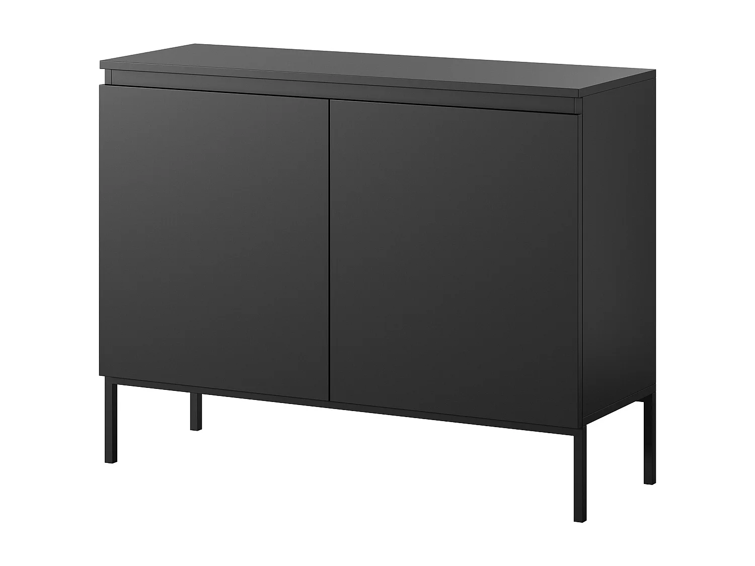 Commode à deux portes - 100 cm - noir avec pieds noirs - Bemmi