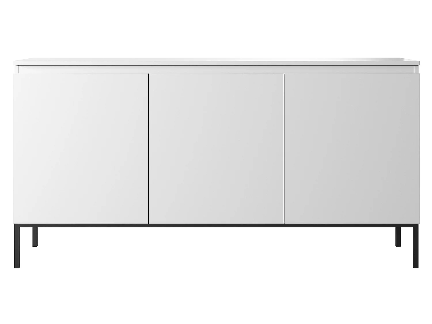 Commode à trois portes - 150 cm - blanc avec pieds noirs - Bemmi