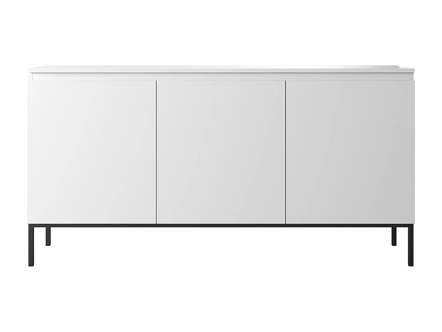 Dreitürige Kommode - 150 cm - weiß mit schwarzen Beinen - Bemmi