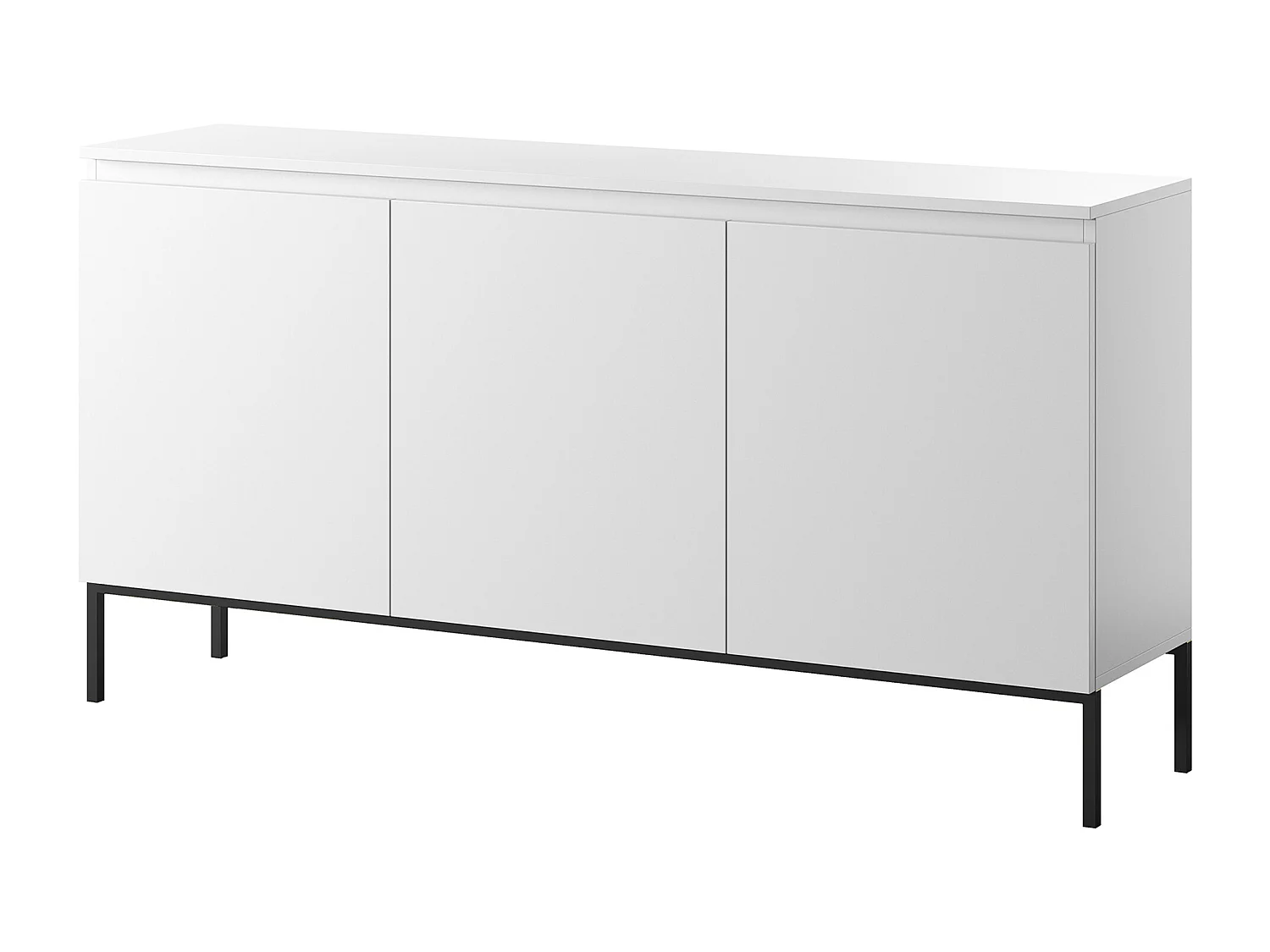 Dreitürige Kommode - 150 cm - weiß mit schwarzen Beinen - Bemmi