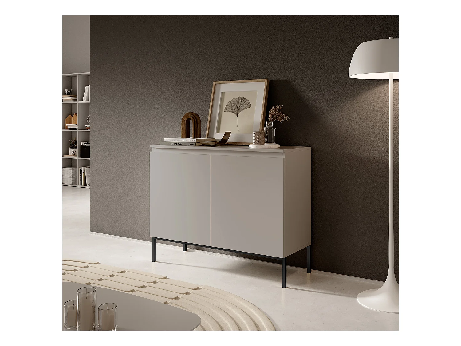 Commode à deux portes - 100 cm - taupe (gris-beige) - Bemmi