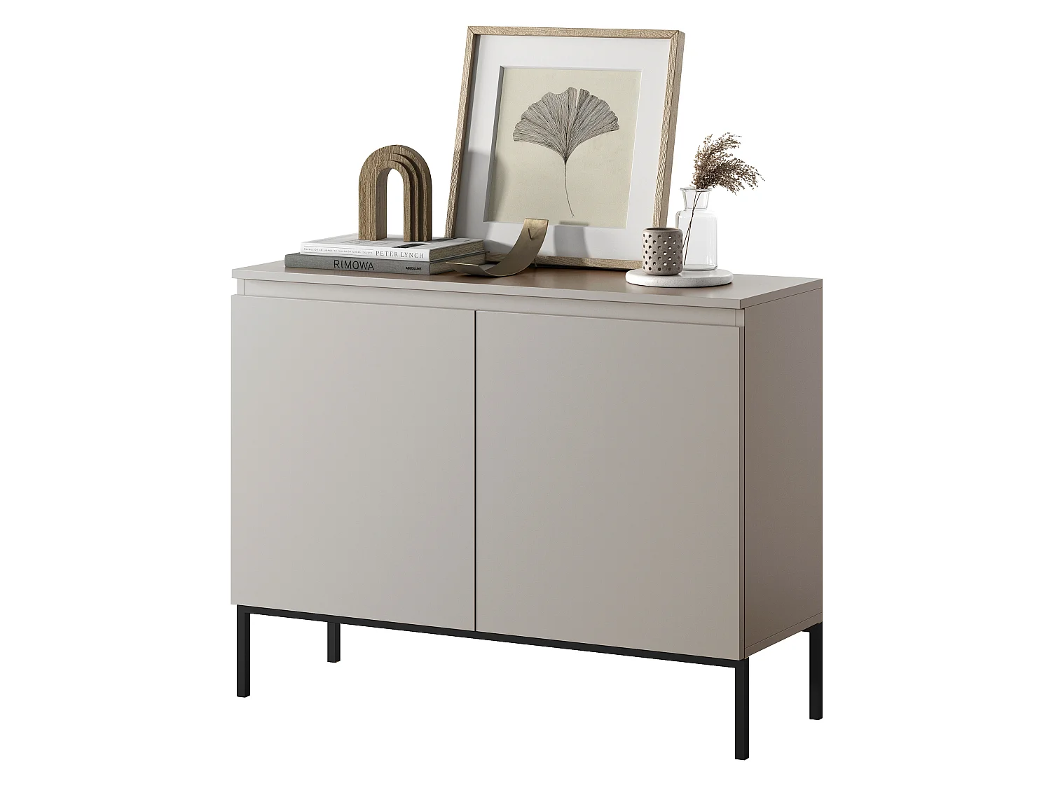 Commode à deux portes - 100 cm - taupe (gris-beige) - Bemmi