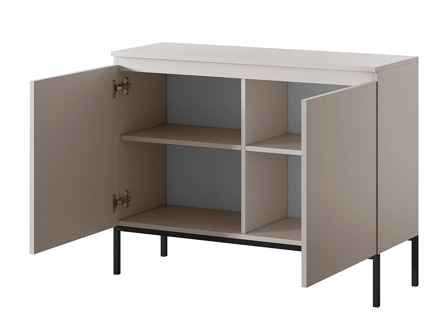 Commode à deux portes - 100 cm - taupe (gris-beige) - Bemmi