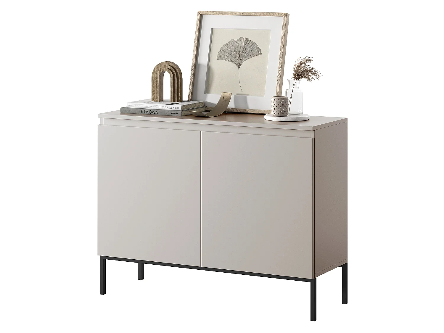 Commode à deux portes - 100 cm - taupe (gris-beige) - Bemmi