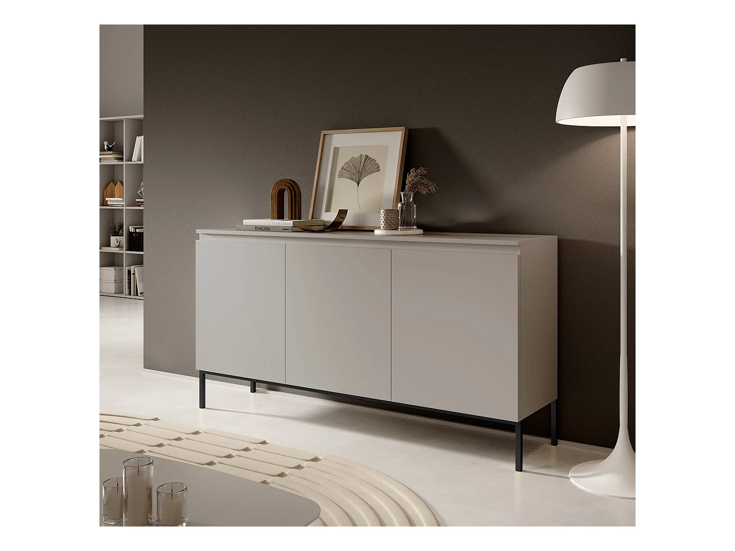 Commode à trois portes - 150 cm - taupe (gris-beige) - Bemmi