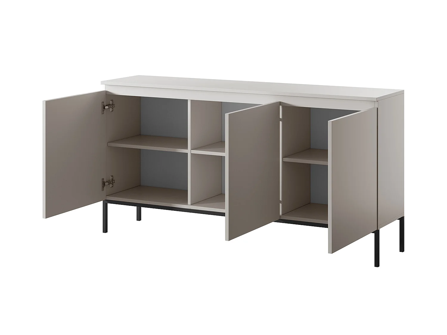 Commode à trois portes - 150 cm - taupe (gris-beige) - Bemmi