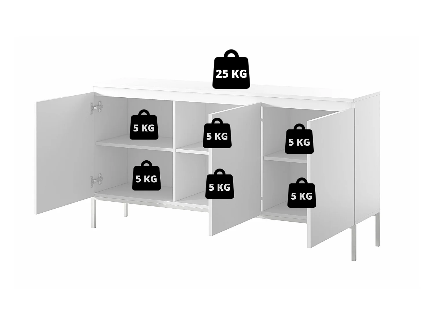 Driedeurs ladekast - 150 cm - taupe (grijsbeige) - Bemmi