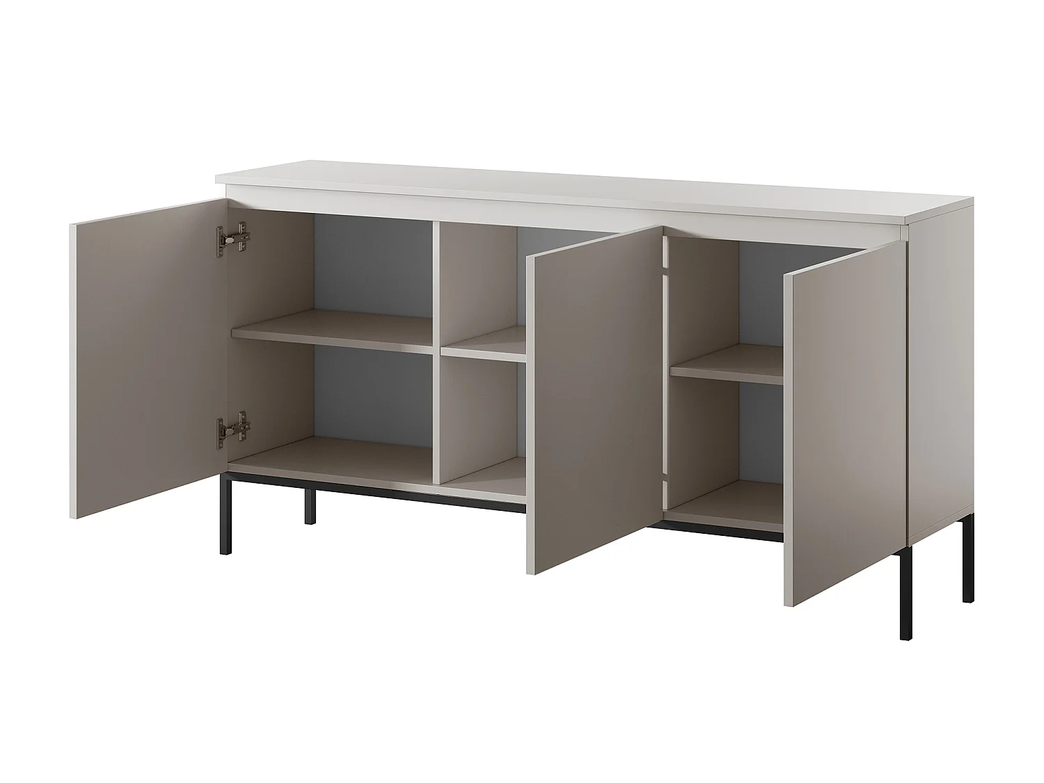 Commode à trois portes - 150 cm - taupe (gris-beige) - Bemmi