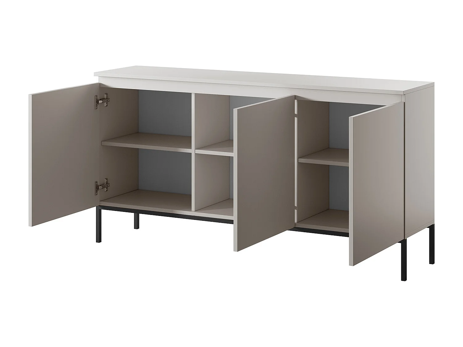 Commode à trois portes - 150 cm - taupe (gris-beige) - Bemmi