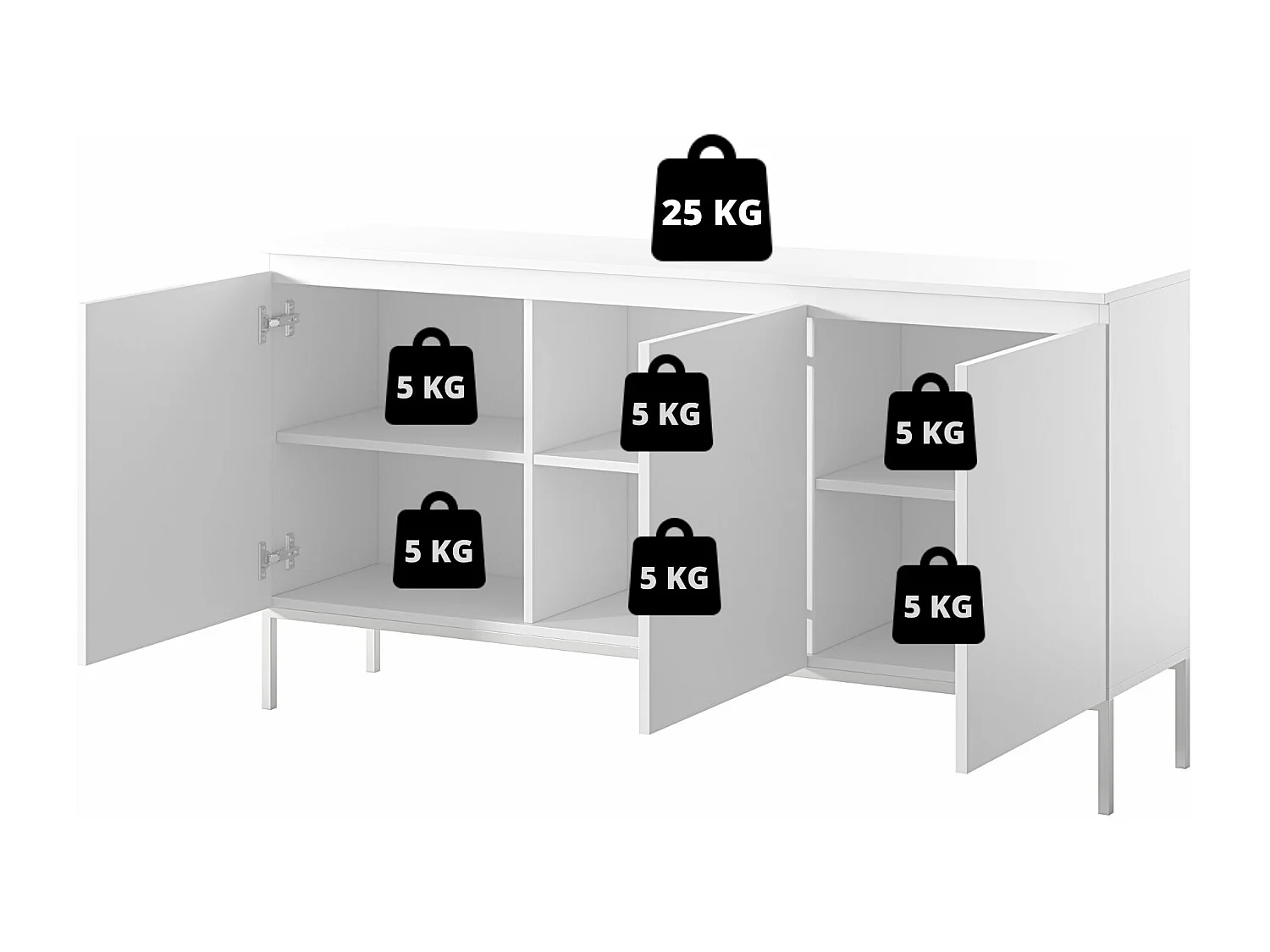 Commode à trois portes - 150 cm - taupe (gris-beige) - Bemmi