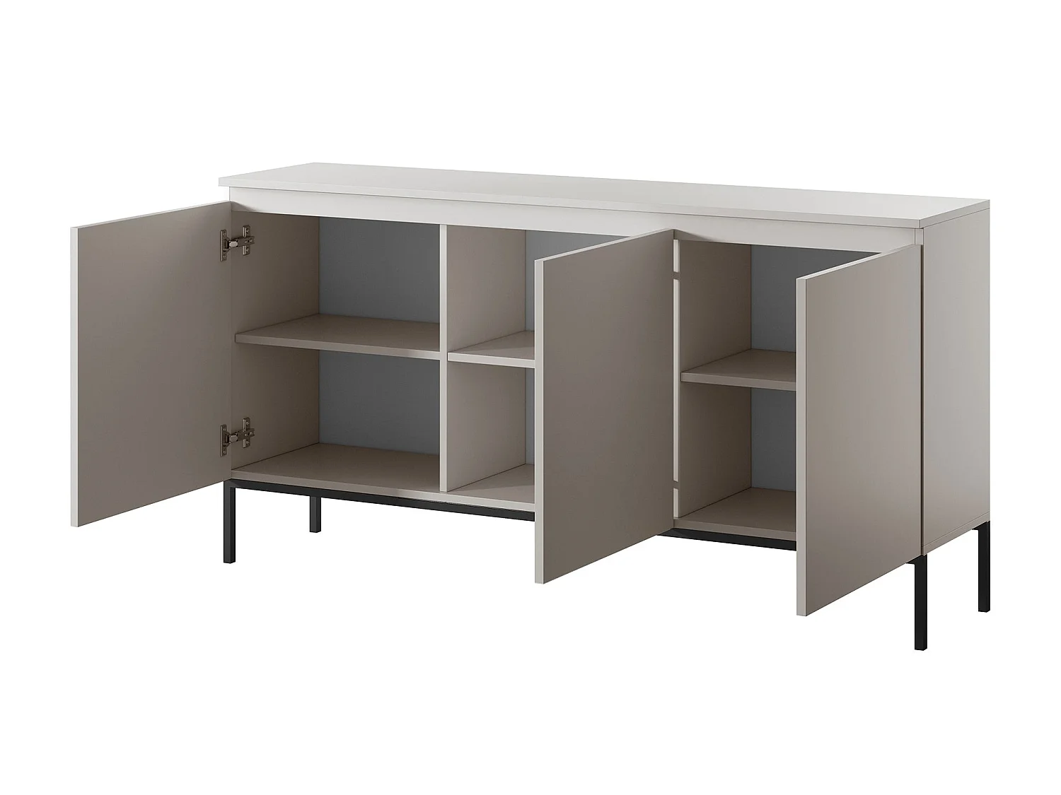 Commode à trois portes - 150 cm - taupe (gris-beige) - Bemmi