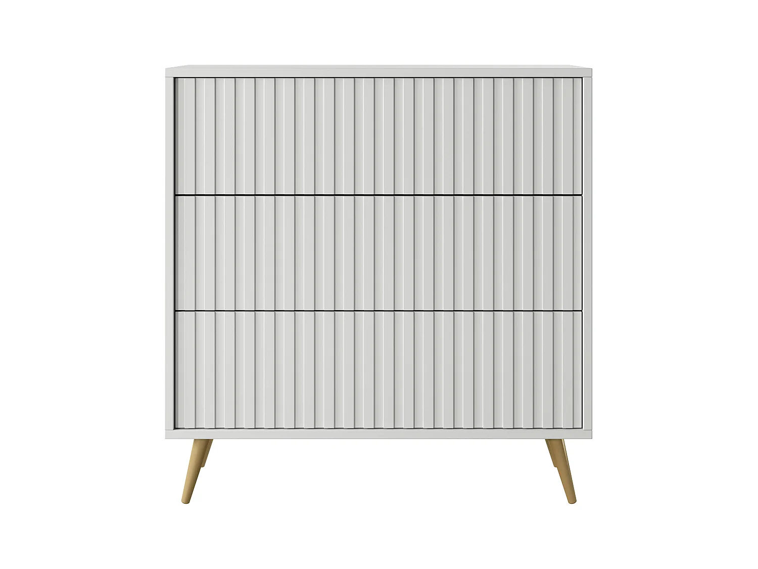 Kommode Doppelkommode mit 3 Schubladen Weiß mit goldenen Füßen 79 cm - BELLO