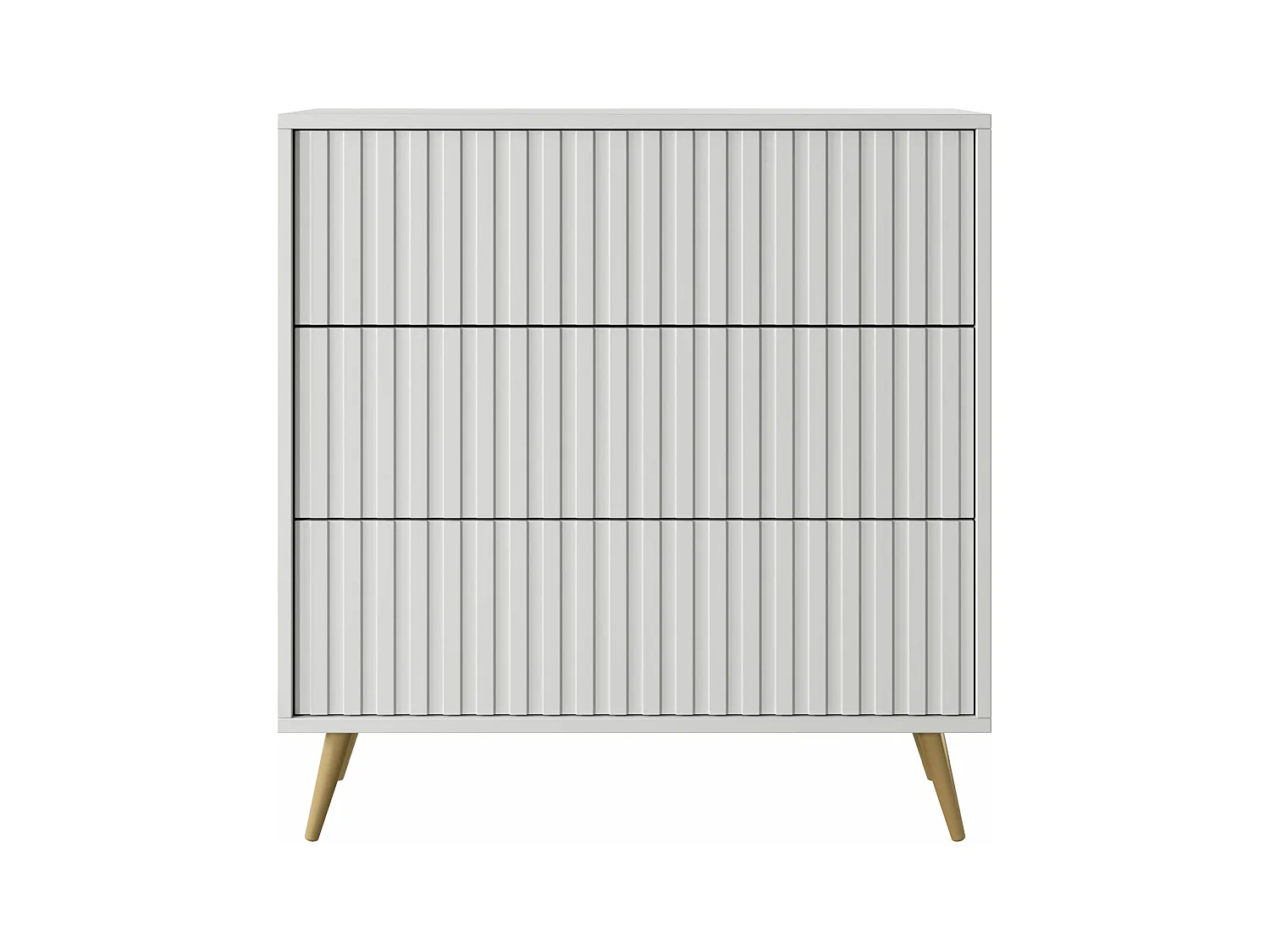 Kommode Doppelkommode mit 3 Schubladen Weiß mit goldenen Füßen 79 cm - BELLO