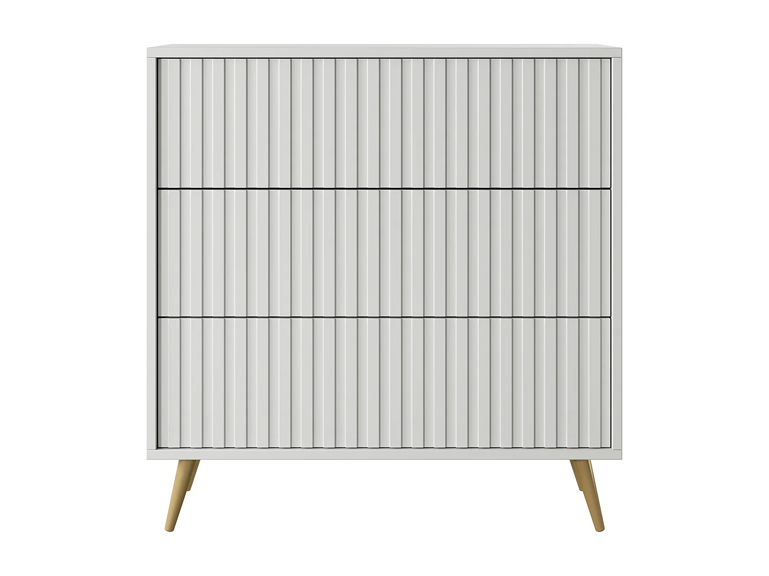 Kommode Doppelkommode mit 3 Schubladen Weiß mit goldenen Füßen 79 cm - BELLO