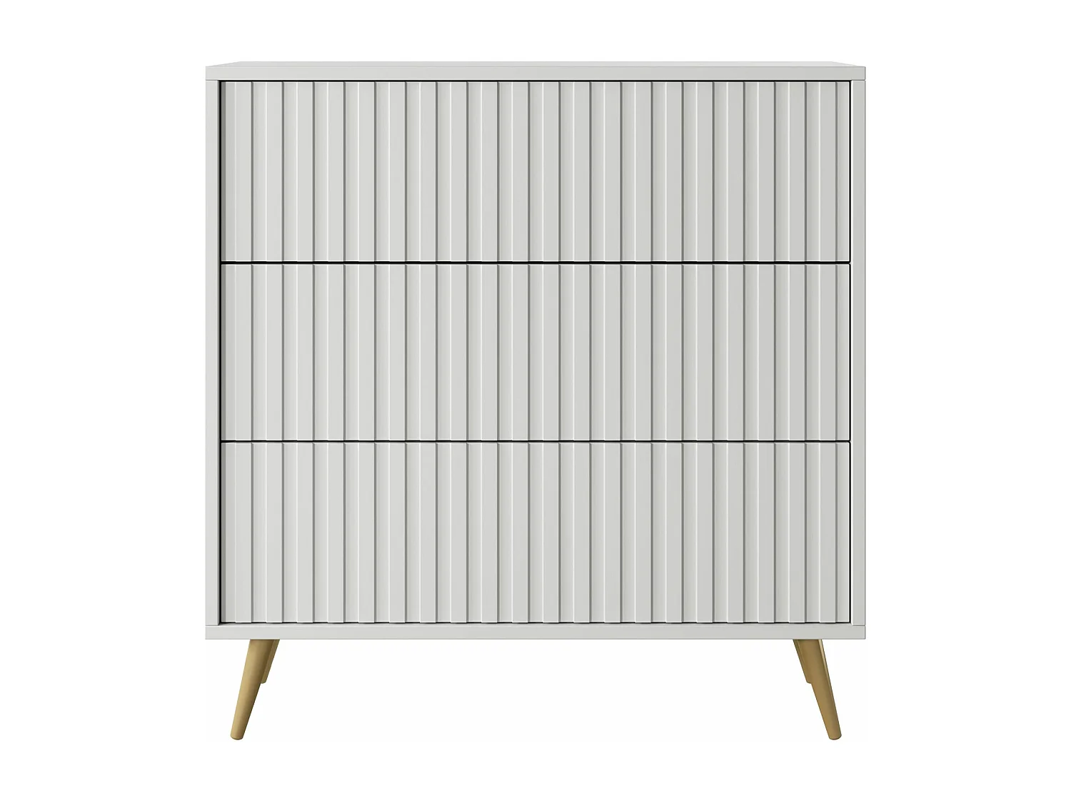 Kommode Doppelkommode mit 3 Schubladen Weiß mit goldenen Füßen 79 cm - BELLO