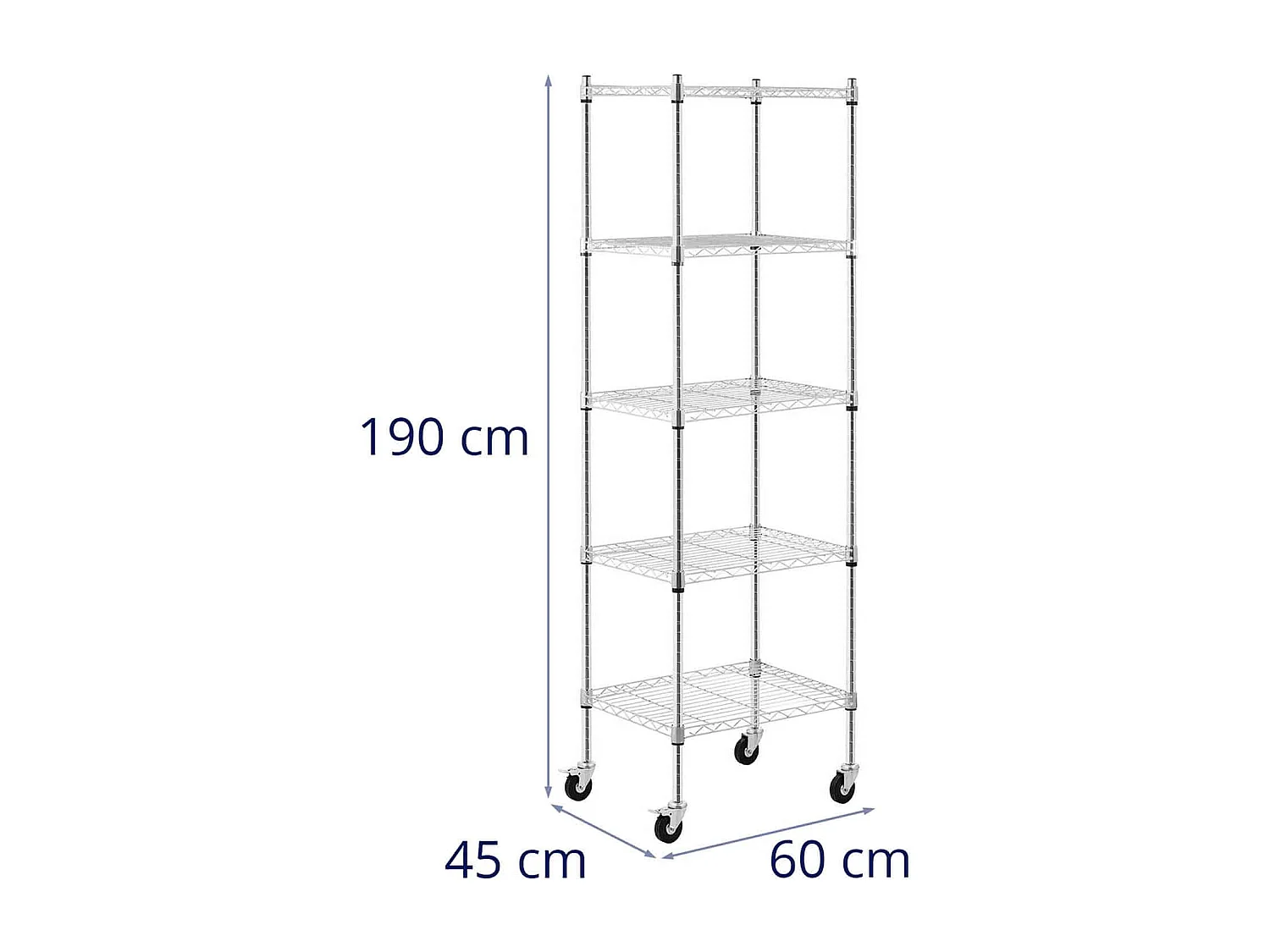 Étagère métallique 60 x métal argentée 60 x 45 x 190 cm 14_0005194