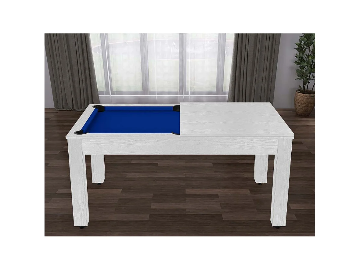 Table de Billard Convertible "Ohio" 185cm Blanc & Bleu