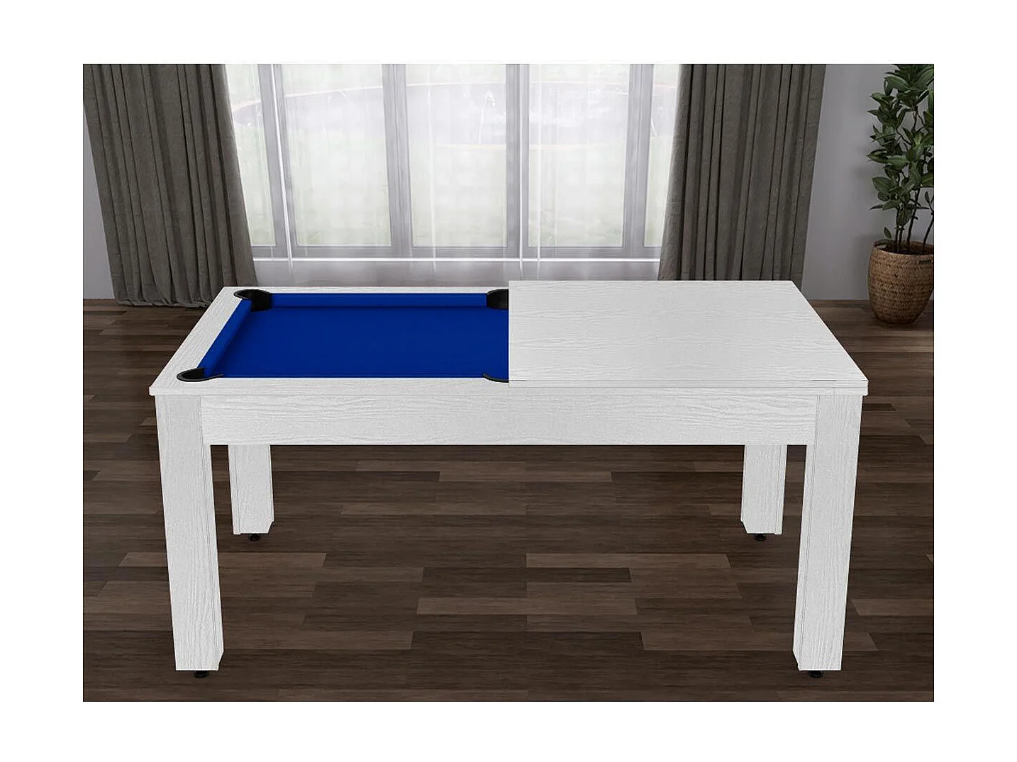 Table de Billard Convertible "Ohio" 185cm Blanc & Bleu