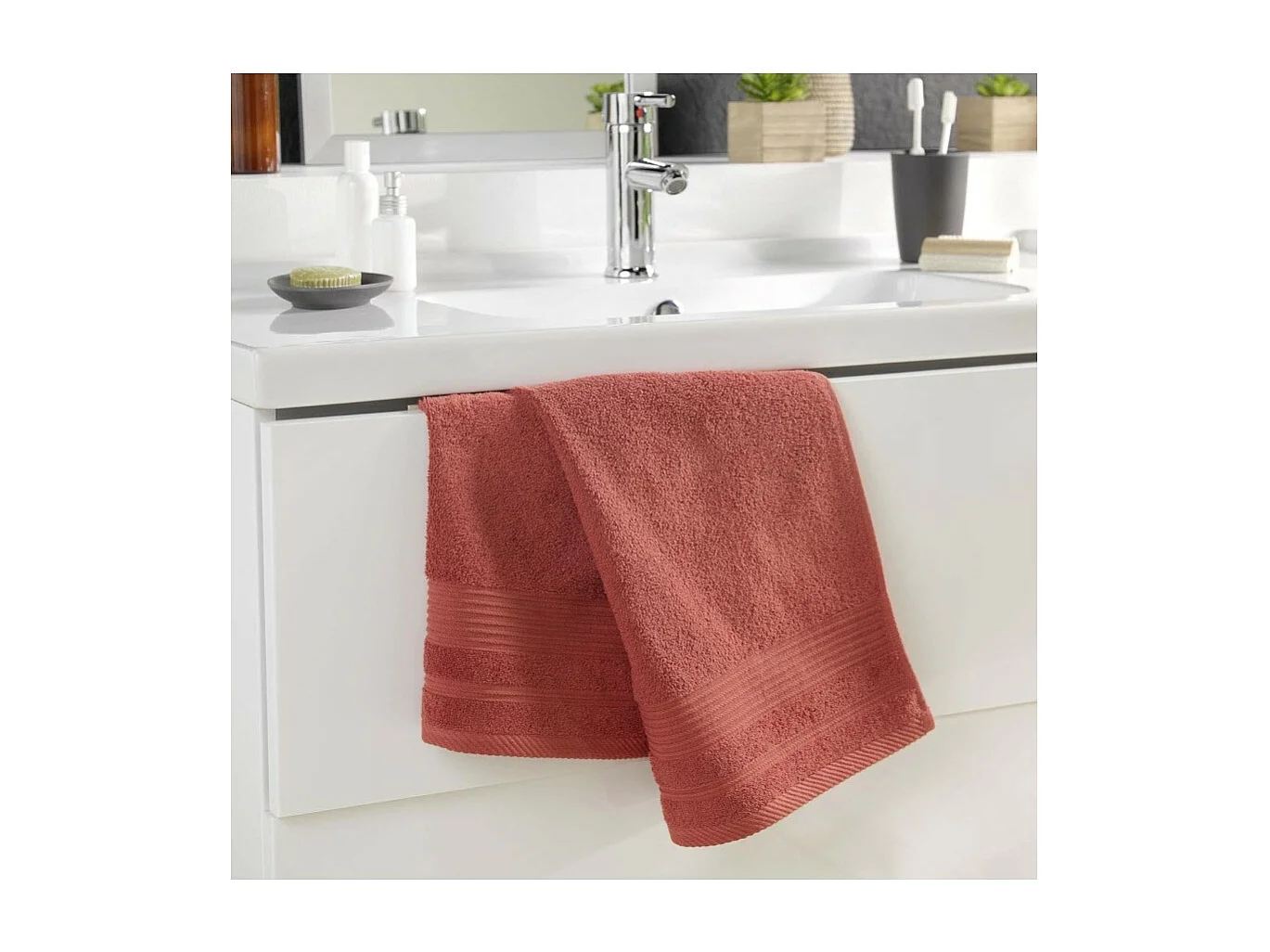 Serviette de Toilette "Tendresse" 50x90cm Terracotta