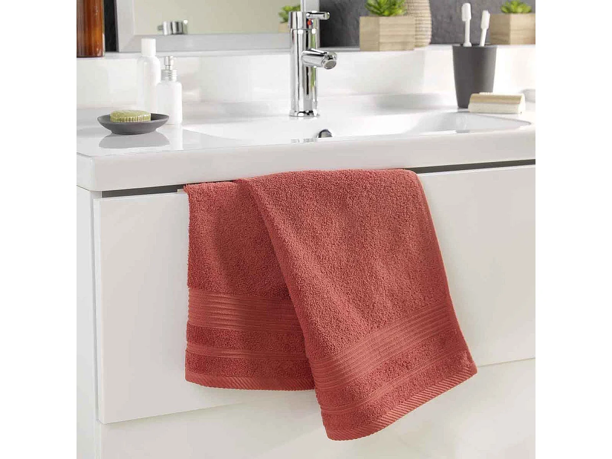 Serviette de Toilette "Tendresse" 50x90cm Terracotta