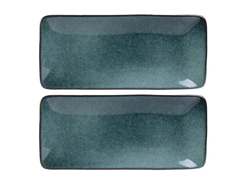 Coupelle rectangulaire en grès bleu Au grès du temps (Lot de 2)