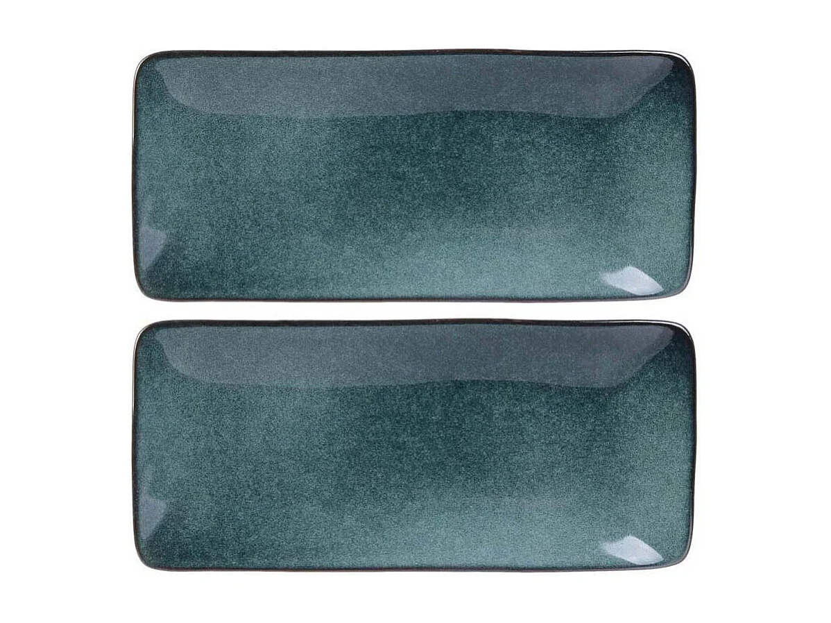 Coupelle rectangulaire en grès bleu Au grès du temps (Lot de 2)