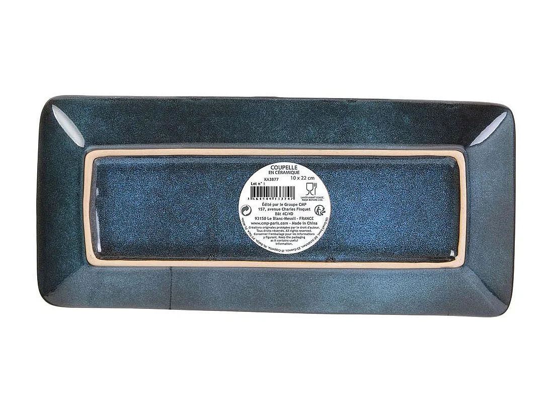 Coupelle rectangulaire en grès bleu Au grès du temps (Lot de 2)