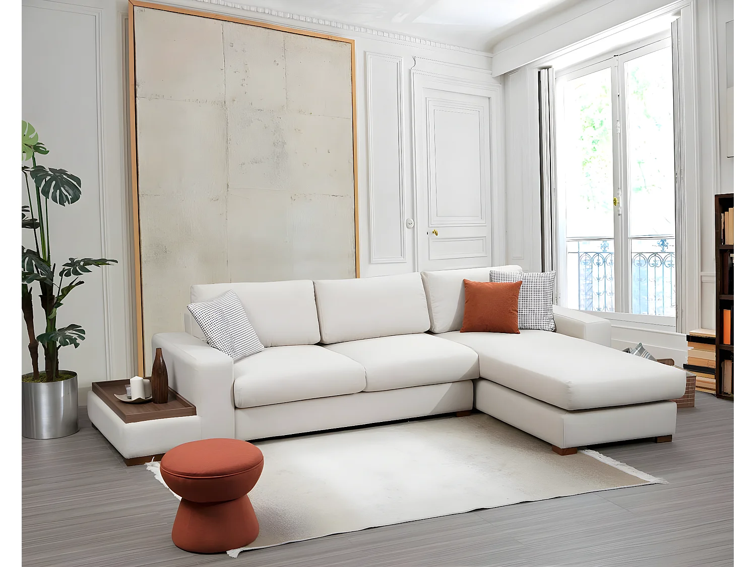 Sofá rinconero Altadena 248, De color marrón claro, 312x194x85cm