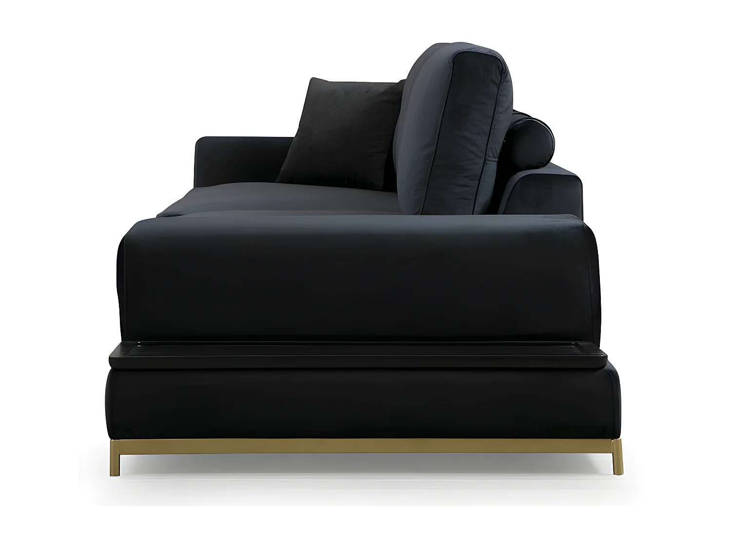 Canapé 3 places avec bout de canapé intégré à droite Arslan Tissu Noir