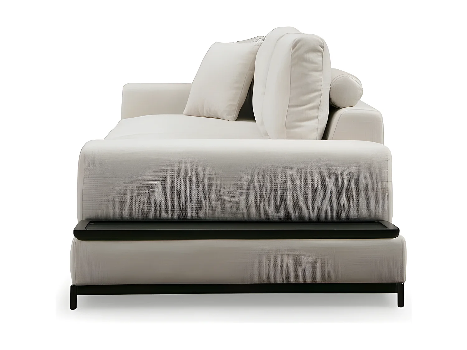 Canapé 3 places avec bout de canapé intégré à droite Arslan Tissu Beige