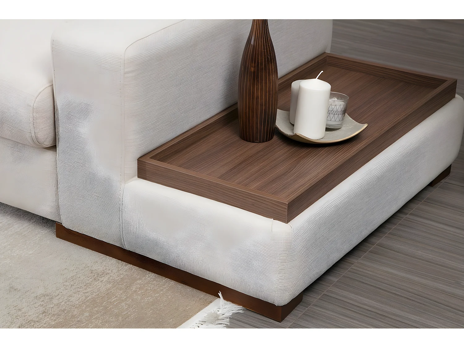 Sofá rinconero Altadena 248, De color marrón claro, 312x194x85cm