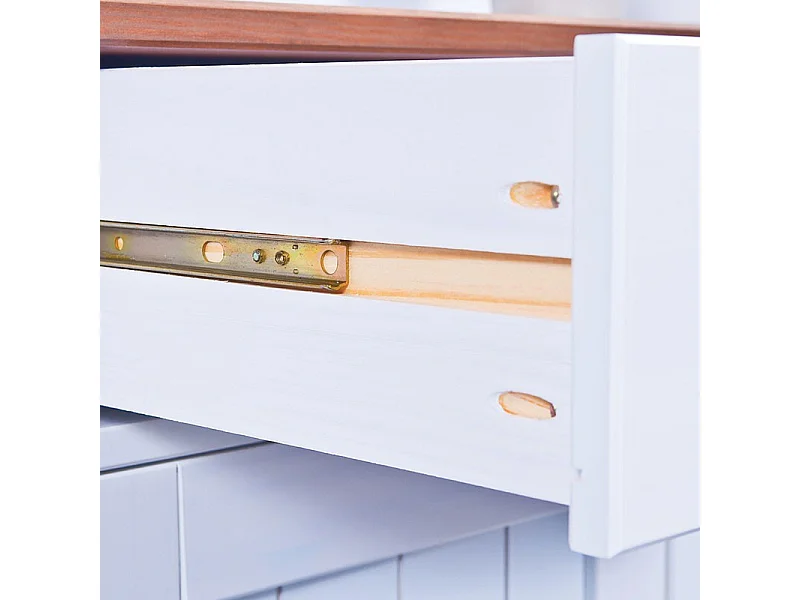 Vaisselier 5 Portes "Takao" 131cm Blanc & Naturel