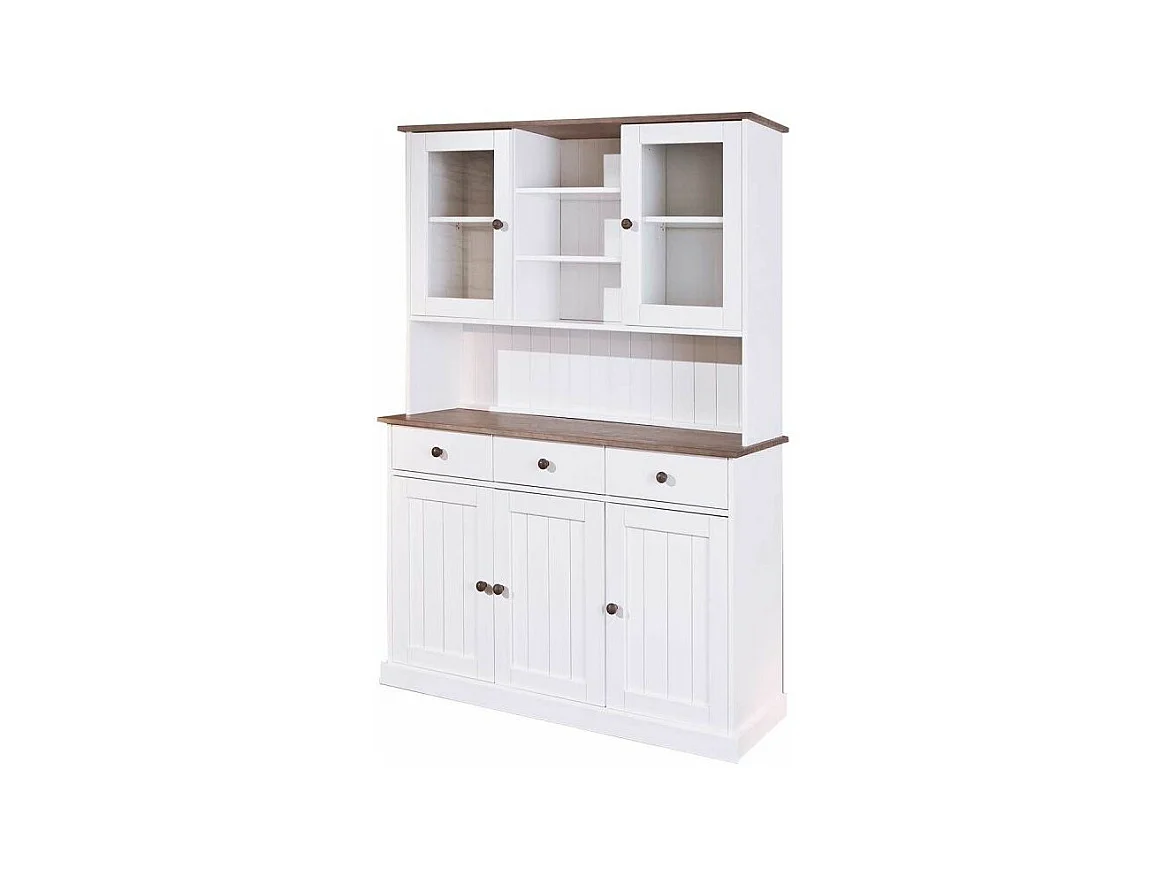 Vaisselier 5 Portes "Takao" 131cm Blanc & Naturel