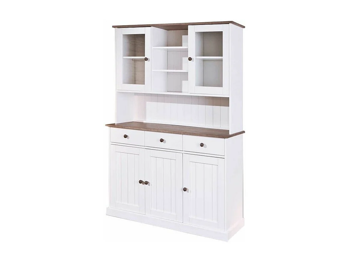 Vaisselier 5 Portes "Takao" 131cm Blanc & Naturel