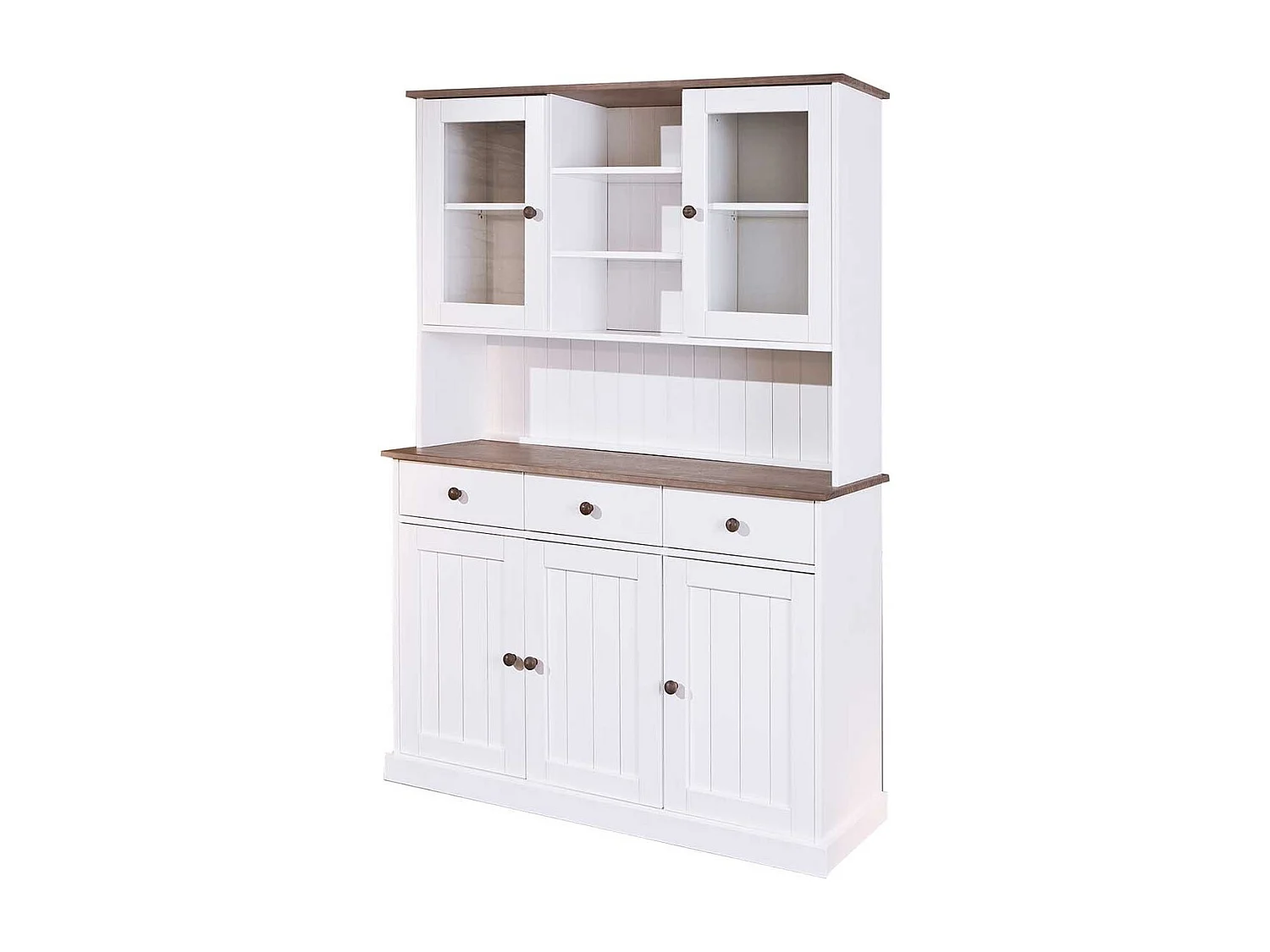 Campanou sepia en wit gelakt massief grenen 5-deurs dressoir 131 cm