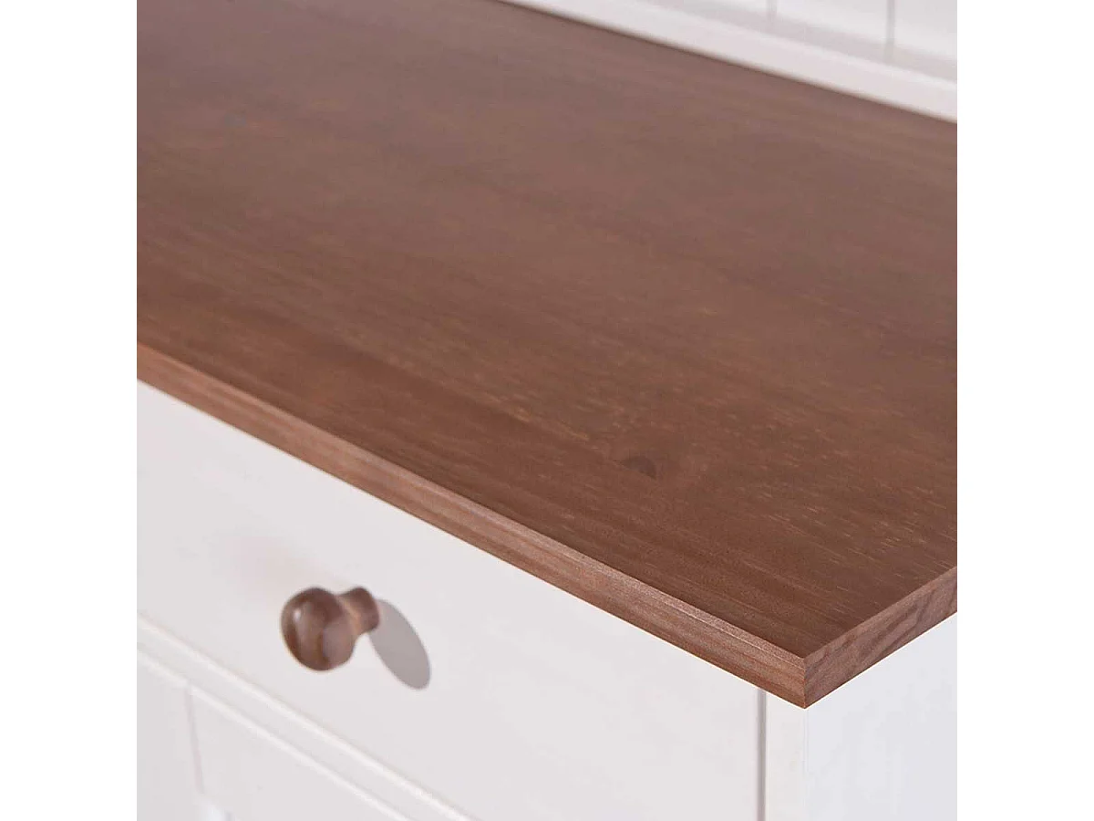 Campanou sepia en wit gelakt massief grenen 5-deurs dressoir 131 cm