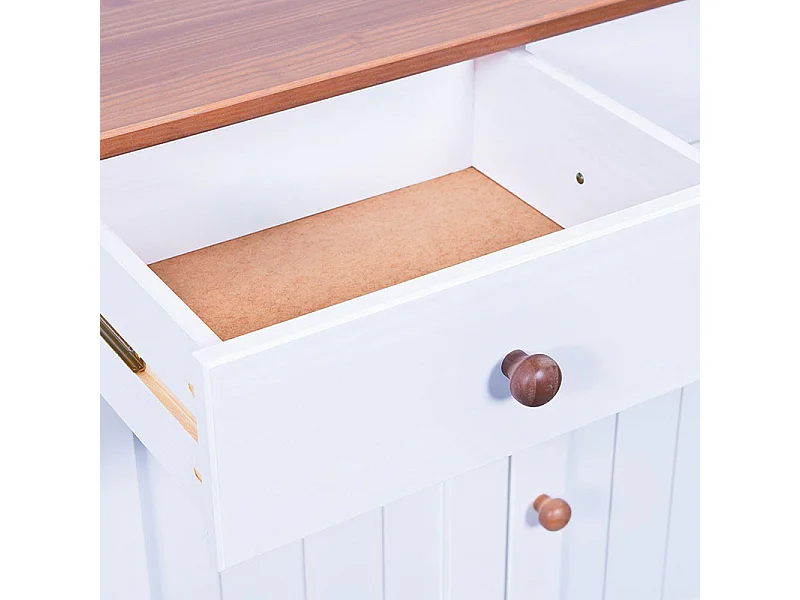 Campanou sepia en wit gelakt massief grenen 5-deurs dressoir 131 cm