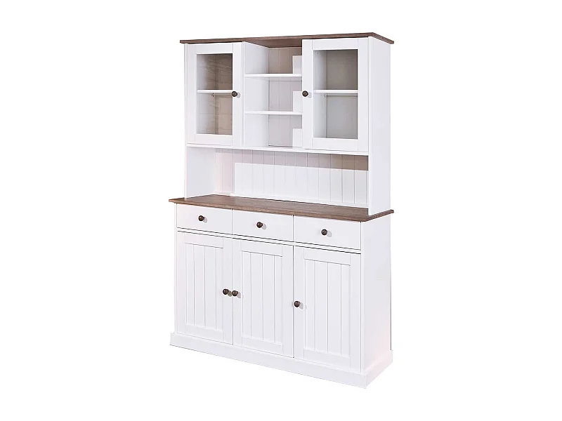 Vaisselier 5 Portes "Takao" 131cm Blanc & Naturel