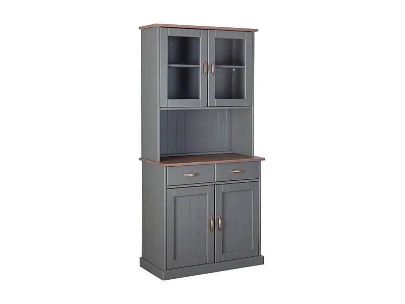 Luzerna Vitrinenschrank 2+2 Türen und 2 Schubladen Grau, Braun.