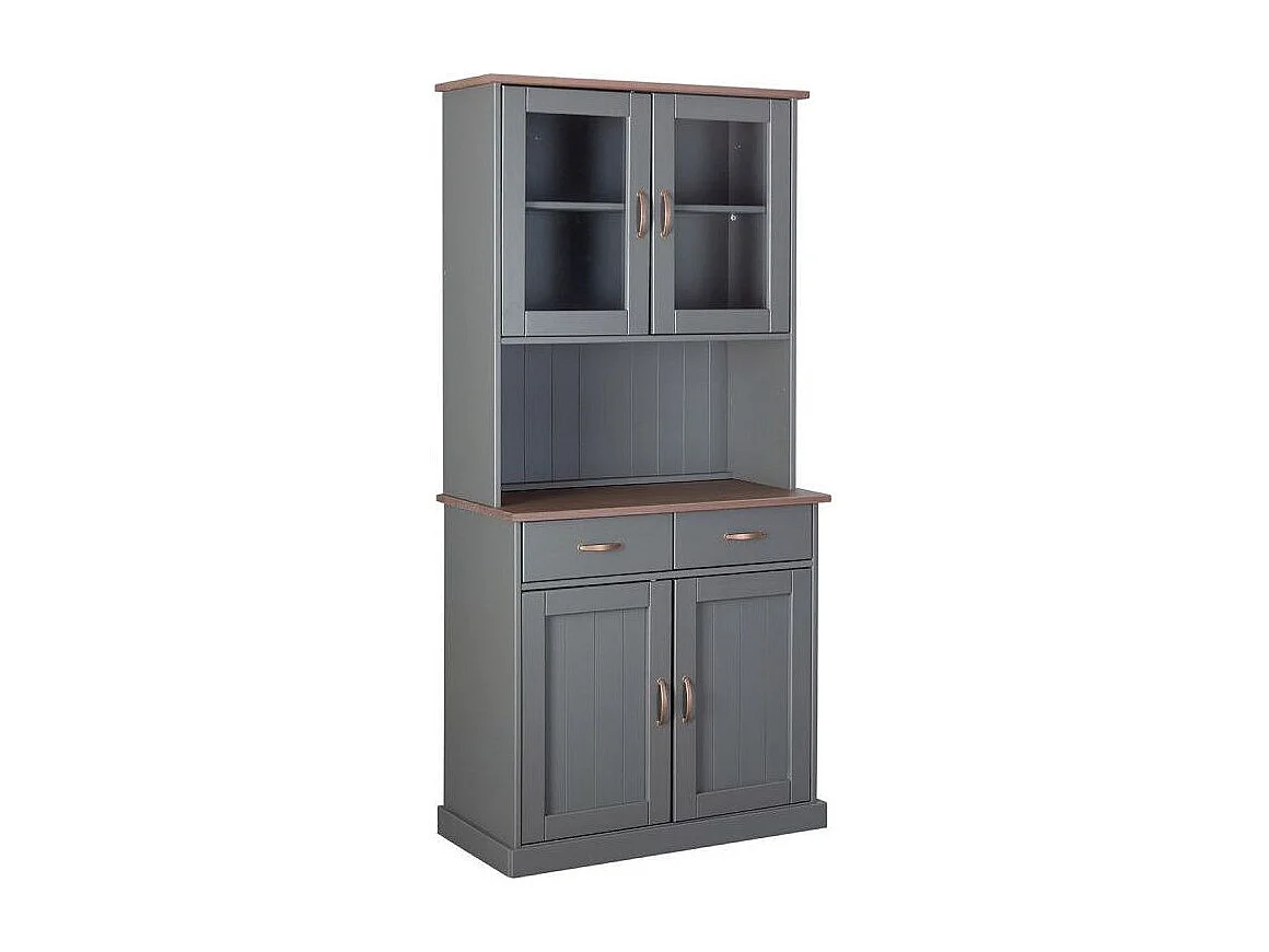 Luzerna Vitrinenschrank 2+2 Türen und 2 Schubladen Grau, Braun.