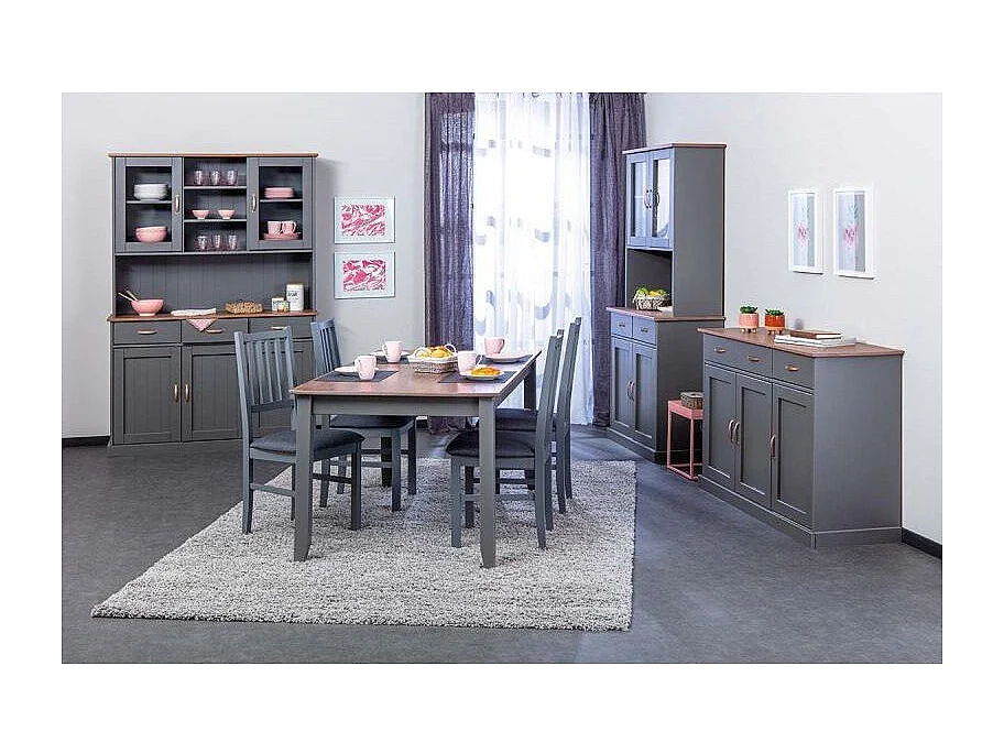 Luza grijs massief grenen dressoir met 4 deuren en 2 lades