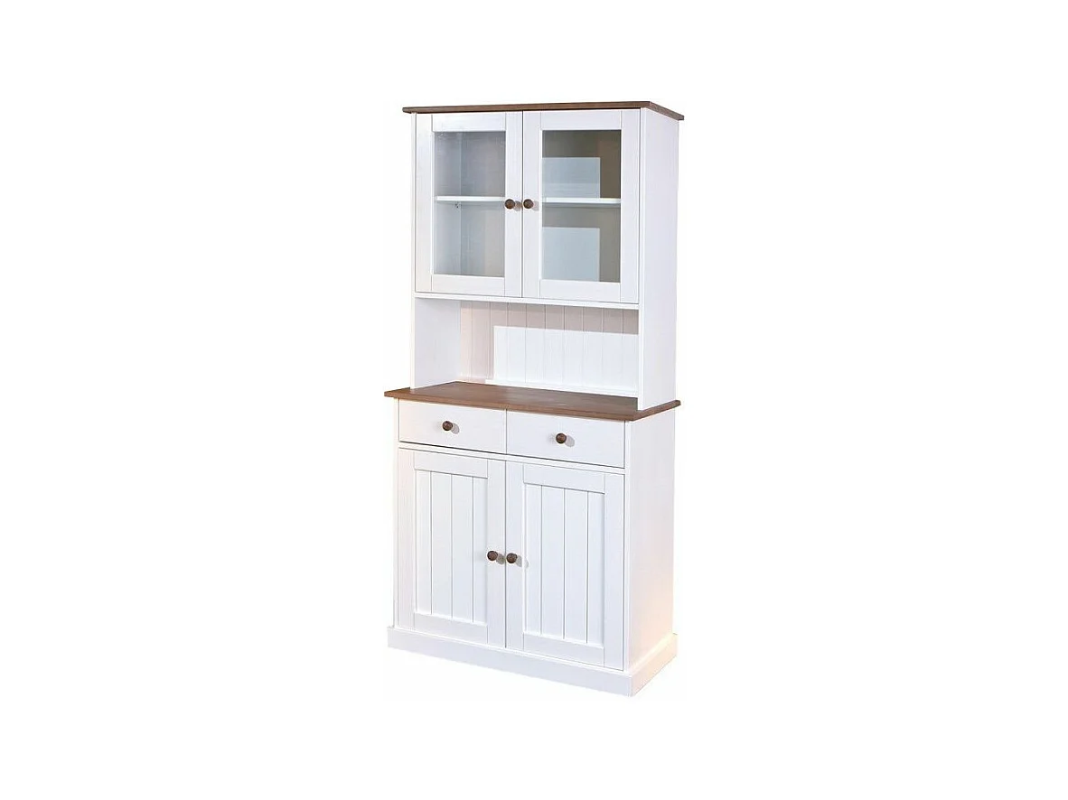 Vaisselier 4 Portes "Takao" 90cm Blanc & Naturel