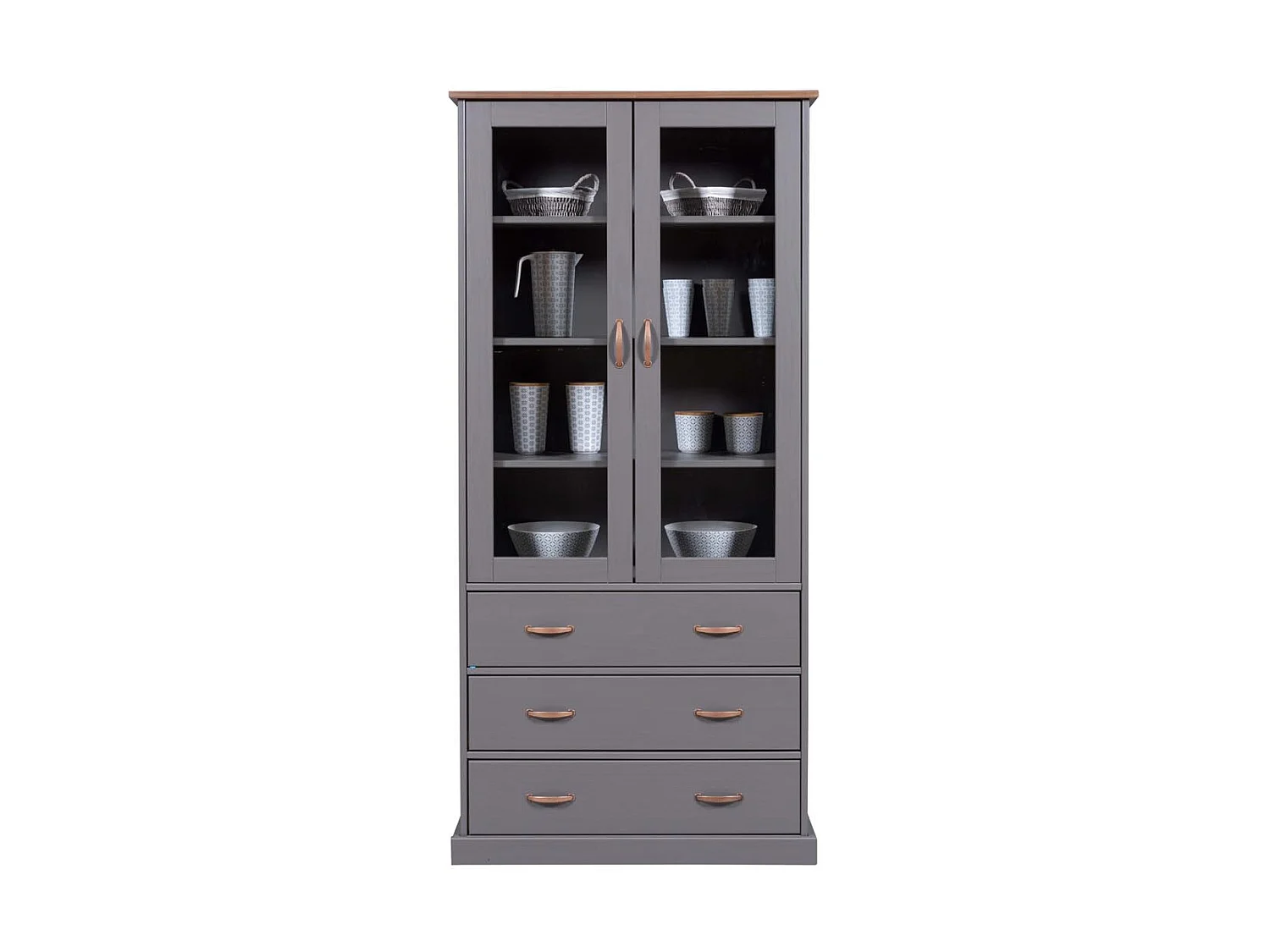 Vaisselier 2 Portes & 3 Tiroirs "Zernan" 190cm Gris