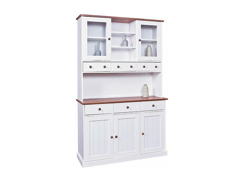 Campanou 5-deurs massief grenen donker en wit dressoir 131 cm